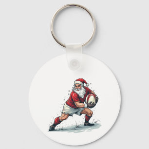 Chirstmas Fantasy Football Playing Santa Claus Key Ring