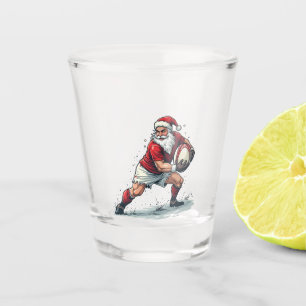 Chirstmas Fantasy Football Playing Santa Claus Shot Glass