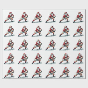 Chirstmas Fantasy Football Playing Santa Claus Wrapping Paper