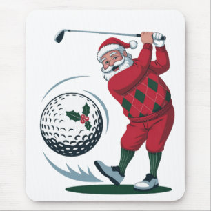Chirstmas Fantasy Golf Playing Santa Claus   Mouse Mat