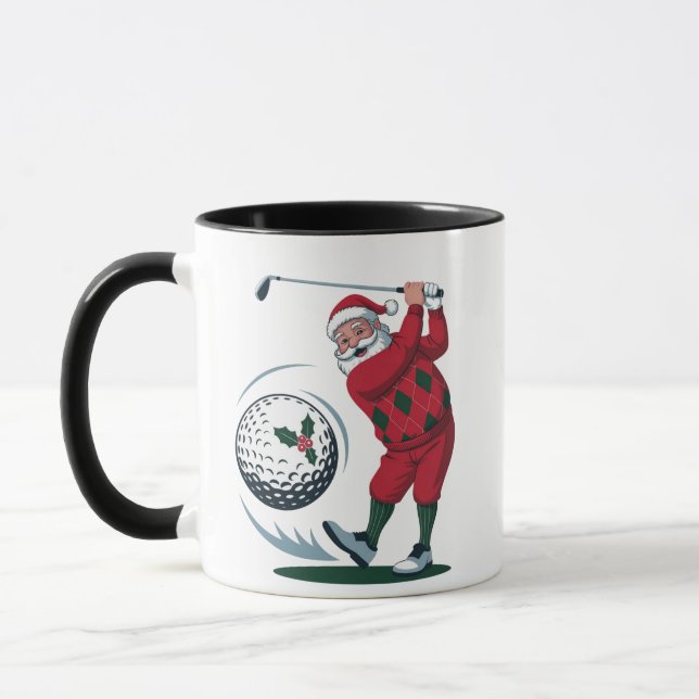 Chirstmas Fantasy Golf Playing Santa Claus   Mug (Left)