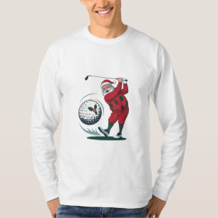 Chirstmas Fantasy Golf Playing Santa Claus T-Shirt