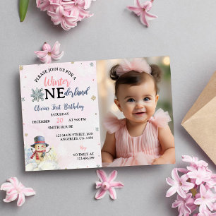 Chirstmas Girl ONEderland Photo Invitation