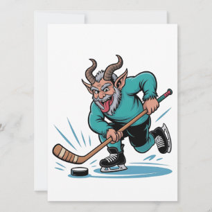Chirstmas Playing Icehockey Spooky Christmas Sport Holiday Card
