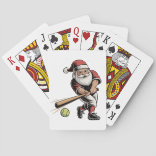 Chirstmas Softball Playing Santa Claus Sport  Cards