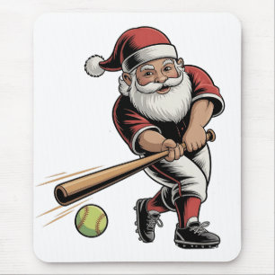 Chirstmas Softball Playing Santa Claus Sport Mouse Mat