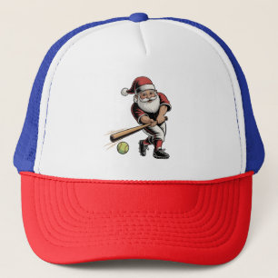 Chirstmas Softball Playing Santa Claus Sport Trucker Hat