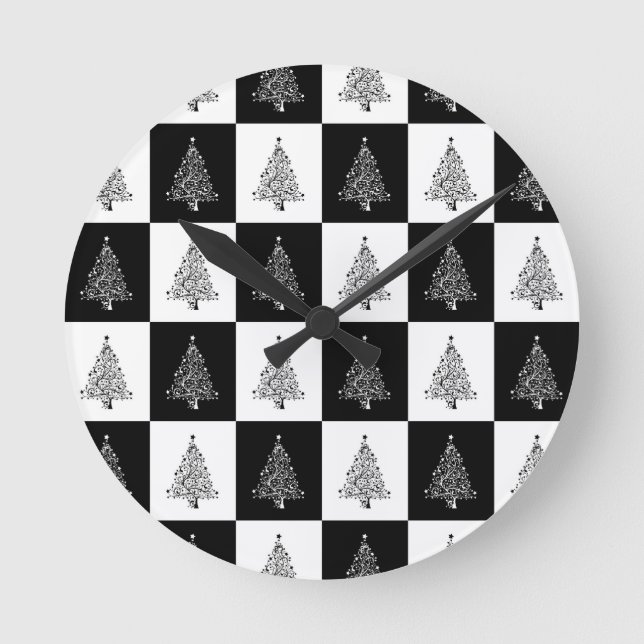 Chirstmas Tree Chess Round Clock (Front)
