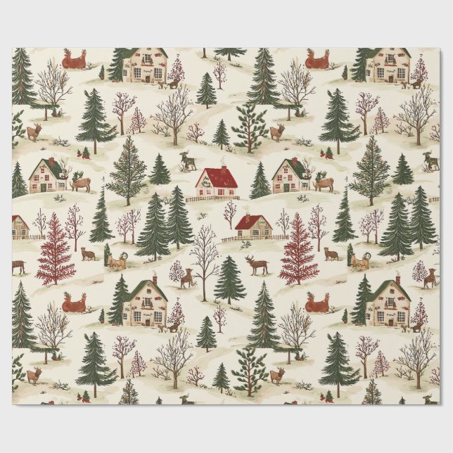Chirstmas Vintage Village  Wrapping Paper (Flat)