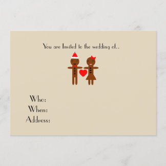 chirstmas wedding Gingerbread Man and Woman Invitation