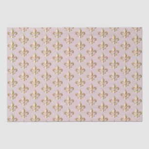 Chiseled Gold Gradient Heraldic Fleur de lis Blush Tissue Paper