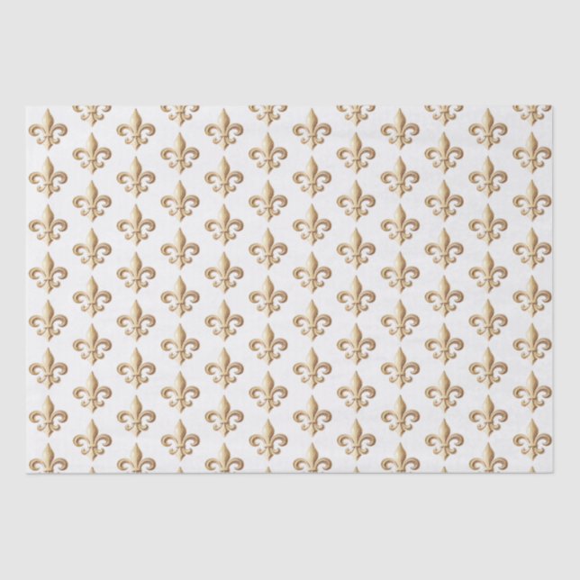 Chiseled Gold Gradient Heraldic Fleur de lis Wrapp Tissue Paper (Front)