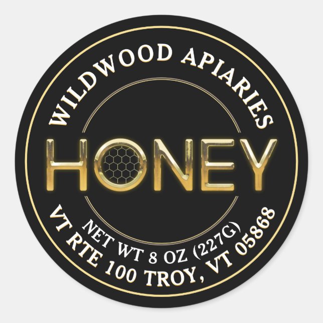 Chiseled Metallic Gold Honey Label Black Honeycomb (Front)