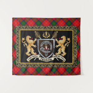 Chisholm Clan Badge & Motto w/Lions  Tapestry