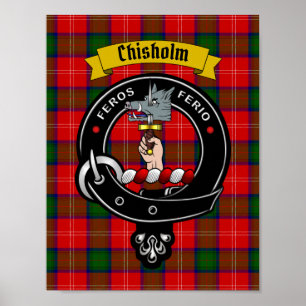 Chisholm Clan Badge & Tartan 8.5x11 Poster