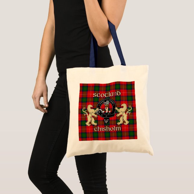 Chisholm Clan Badge & Tartan Tote Bag (Front (Product))