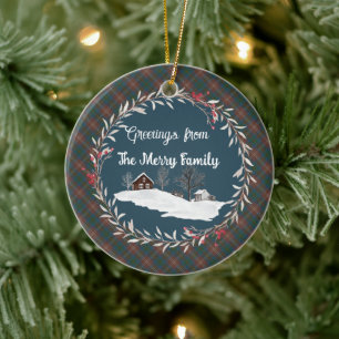 Chisholm Hunting Ancient Original Scottish Tartan  Ceramic Tree Decoration