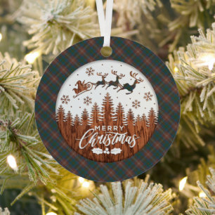 Chisholm Hunting Ancient  Tartan Christmas Metal Tree Decoration