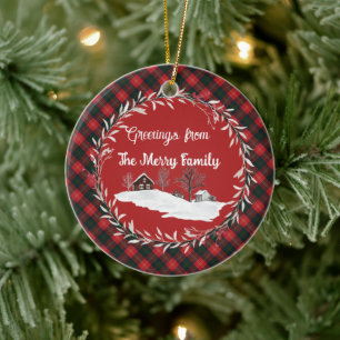 Chisholm Modern Original Scottish Tartan  Ceramic Tree Decoration