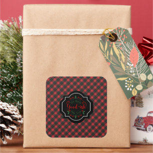 Chisholm Modern Scottish Tartan Christmas Square Sticker