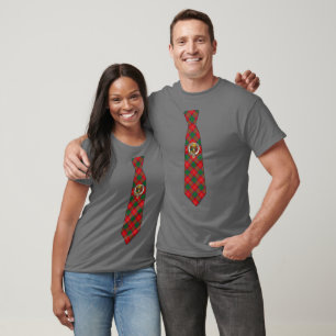 Chisholm Scottish Clan Badge & Tartan Necktie T-Shirt
