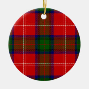 Chisholm tartan red green plaid ceramic tree decoration