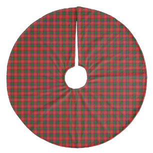 Chisholm tartan red green plaid fleece tree skirt