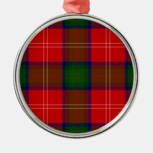Chisholm tartan red green plaid metal tree decoration