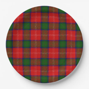 Chisholm tartan red green plaid paper plate