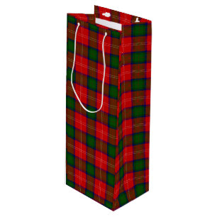 Chisholm tartan red green plaid wine gift bag