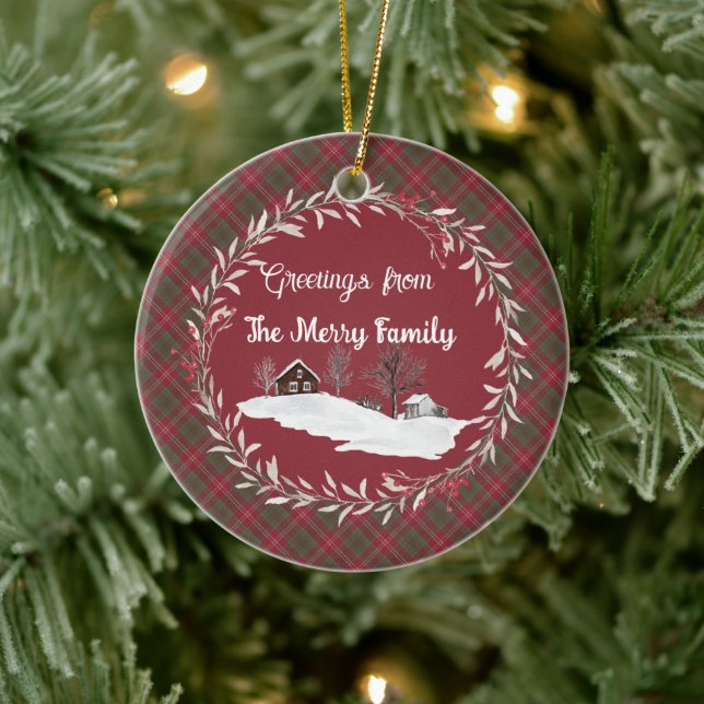 Chisholm Weathered Original Scottish Tartan Ceramic Tree Decoration (Tree)