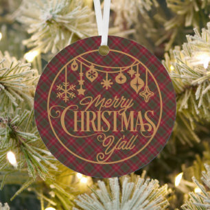 Chisholm Weathered  Scottish Tartan Christmas Metal Tree Decoration