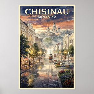 Chisinau Moldova Vintage Travel Poster