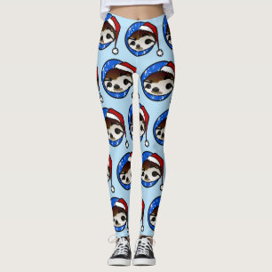 CHISTMAS HOLIDAY SLOTH SANTA PATTERN LEGGINGS