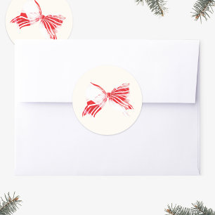 Chistmas Peppermint Plaid Tied With Bow Holiday Classic Round Sticker