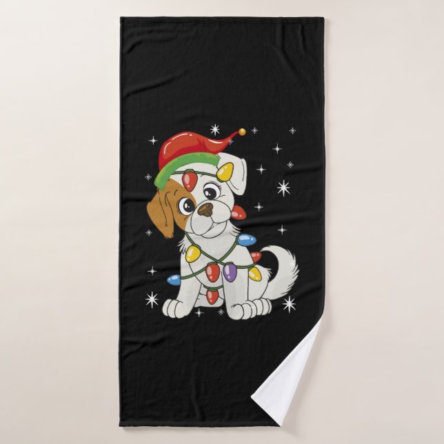 Chistmas Season Santa Jack Russell Terrier Bath Towel (Bath Towel)