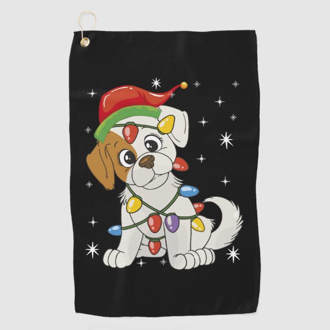 Chistmas Season Santa Jack Russell Terrier Golf Towel (Front)