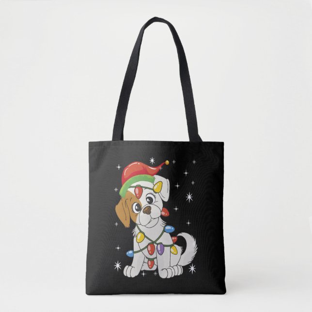 Chistmas Season Santa Jack Russell Terrier Tote Bag (Front)