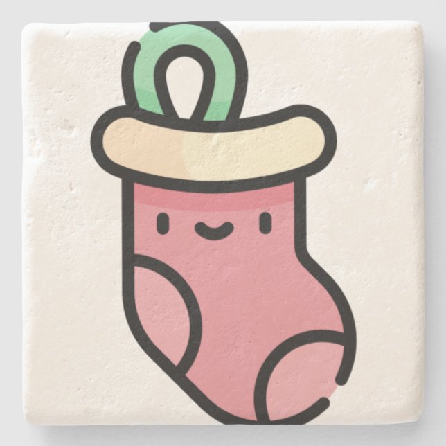 chistmas stocking stone coaster (Front)