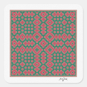 Chistmas Themed, Hitomezashi inspired Tile Square Sticker