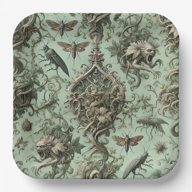 Chitinous Elegy – Gothic Insect  Paper Plate (Front)