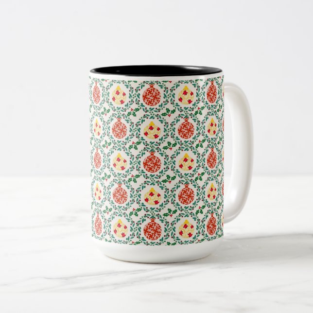Chitsmas Floral Elegance Two-Tone Coffee Mug (Front Right)