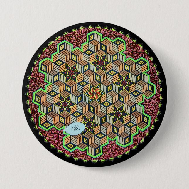 "Chitta Vritti Nirodha" (colour drawing) 7.5 Cm Round Badge (Front)