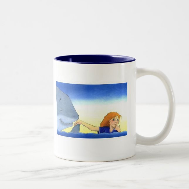"Chivalrous Shark" by Suzi German Two-Tone Coffee Mug (Right)