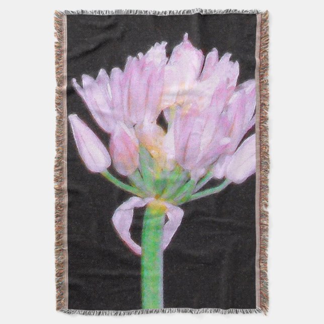 Chives Flower V Throw Blanket (Front Vertical)