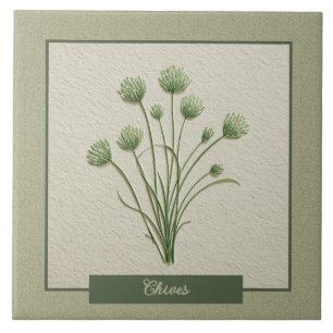 Chives Herb Garden Kitchen Faux Relief Tile