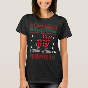 Chiweenie Dog Cookie  Dog Pajama Ugly Christmas Sw T-Shirt