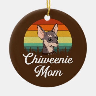chiweenie mom chiweenie  ceramic tree decoration