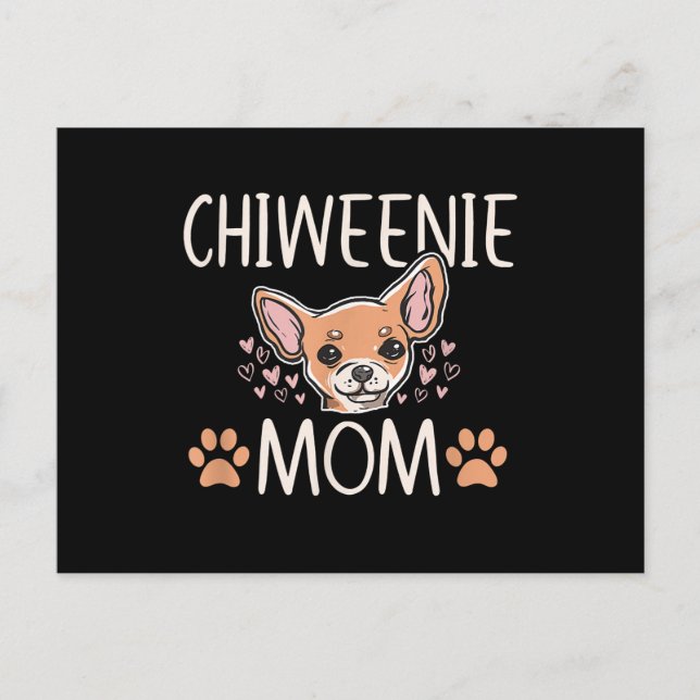 chiweenie mum chihuahua cute dog owner love lover announcement postcard (Front)