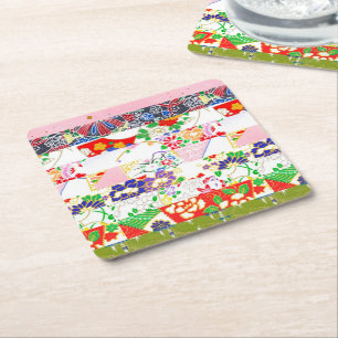 Chiyogami Rice Paper Pattern Square Paper Coaster